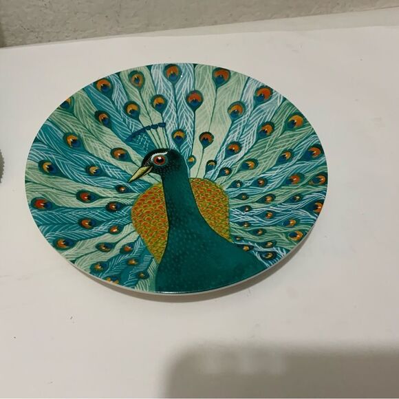 Hallmark Geninne Zlatkis Art PEACOCK 7" Dessert Bread Plate RARE Bird  G1 - Picture 3 of 5